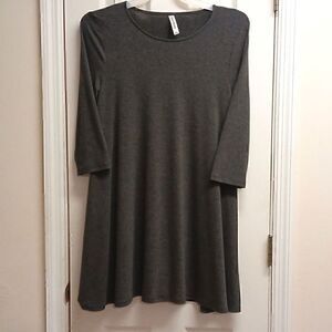 ZENANA PREMIUM Size L Women's 3/4 Sleeved Dress. Charcoal Gray